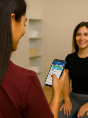 Fisioterapeuta usando sistema