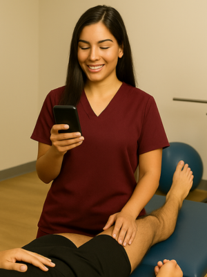 Fisioterapeuta usando sistema